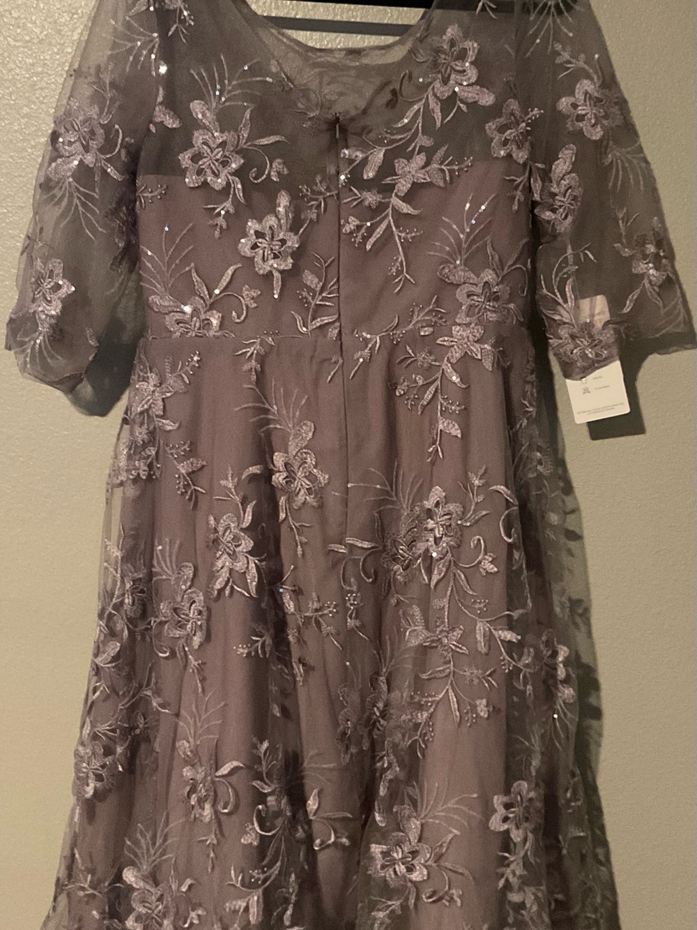 Lavender Floral Embroidered Evening Dress